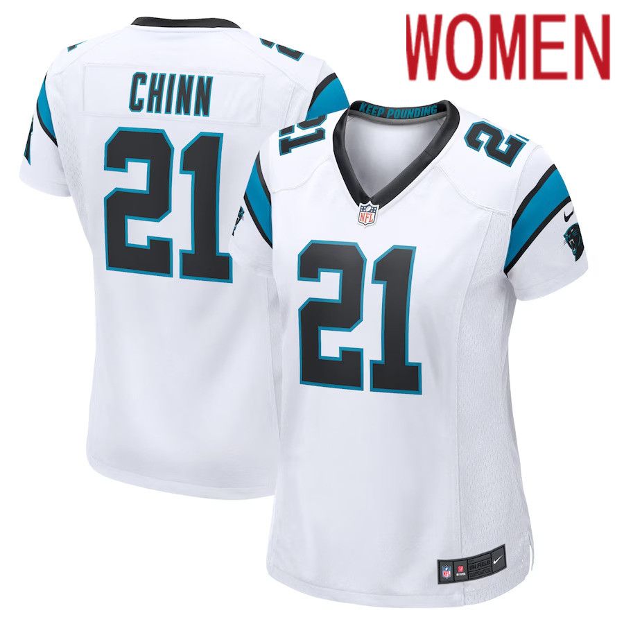 Women Carolina Panthers 21 Jeremy Chinn Nike White Game NFL Jersey